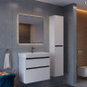 Тумба LEMARK COMBI 80 см под раковину, подвесная/напольная, 2 ящика, планки-чёрный; корпус/фасад белый глянец LM03C80T-black
